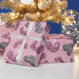 Glitzer Rosa Leopard Muster Geschenkpapier