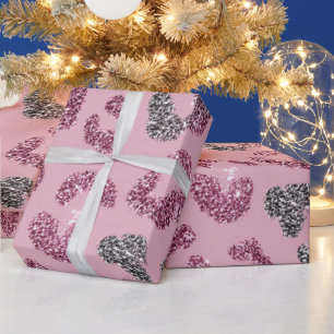 Glitzer Rosa Leopard Muster Geschenkpapier