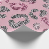 Glitzer Rosa Leopard Muster Geschenkpapier (Ecke)