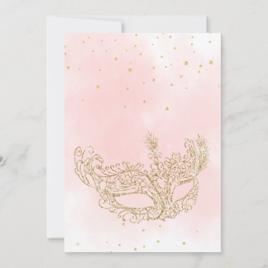 Glitzer Rosa Maskerade Sweet 16 Einladung (Rückseite)
