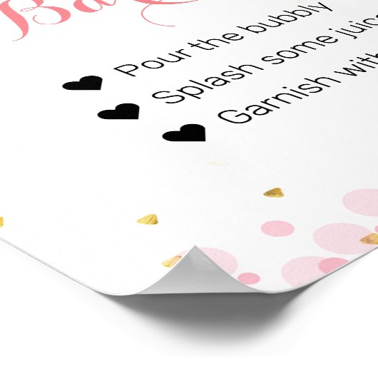 Glitzer Rosa Mond Wasserfarbe Mimosa Bar Zeichen Poster (Ecke)