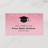 Glitzer Rosa Ombre Chic Graduation cap Name Einfüg Visitenkarte (Vorderseite)