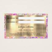 Glitzer Rosa Opal-Referenzkarte (Rückseite)