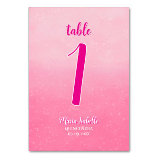 Glitzer Rosa Quinceñera-Tischnummer Tischnummer