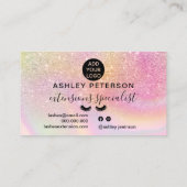 Glitzer Rosa Regenbogen Einhorn Marmorwimpern Visitenkarte (Rückseite)