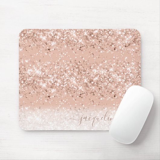Glitzer Rosa Rosa Monogramm Mousepad (Mit Mouse)