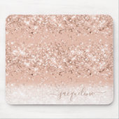 Glitzer Rosa Rosa Monogramm Mousepad (Vorne)