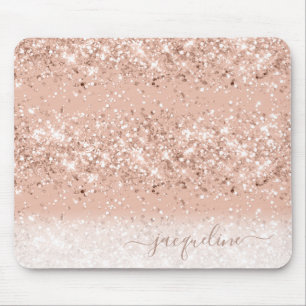 Glitzer Rosa Rosa Monogramm Mousepad