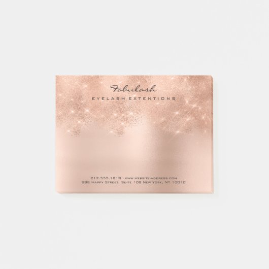 Glitzer Rosa Rose Gold Pulver Minimal Post-it Klebezettel (Vorderseite)