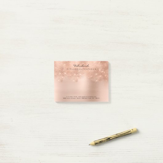 Glitzer Rosa Rose Gold Pulver Minimal Post-it Klebezettel (Auf Schreibtisch)