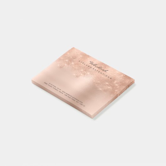 Glitzer Rosa Rose Gold Pulver Minimal Post-it Klebezettel (angewinkelt)