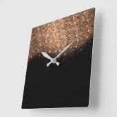 Glitzer Rosa Rose Gold Schwarz-weiß abstratsch Quadratische Wanduhr (Winkel)