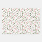 Glitzer Rosa Rote Rosen Florale Brautdusche Geschenkpapier Set (Vorderseite)