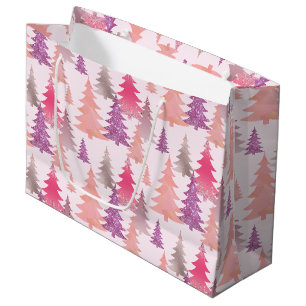 Glitzer Rosa Rouge-Wein-Weihnachtsbaum-Muster Große Geschenktüte