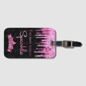 Glitzer rosa Schwarz Geboren zum Sparkeln Gepäckanhänger (Vorderseite (Horizontal))