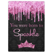 Glitzer rosa Schwarz Geboren zum Sparkeln Klemmbrett (Rückseite)
