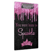 Glitzer rosa Schwarz Geboren zum Sparkeln Klemmbrett (Rechts)