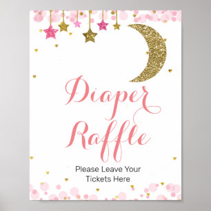 Glitzer Rosa Stern Wasserfarben Windeln Raffelzeic Poster