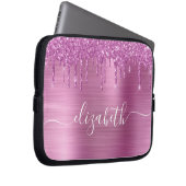 Glitzer Rosa Tropfen Mit Monogramm Laptopschutzhülle (Vorne Rechts)