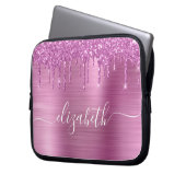 Glitzer Rosa Tropfen Mit Monogramm Laptopschutzhülle (Vorderseite Links)