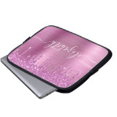 Glitzer Rosa Tropfen Mit Monogramm Laptopschutzhülle (Vorne Knopf)