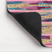Glitzer, rosa und blau gestreift mousepad (Ecke)