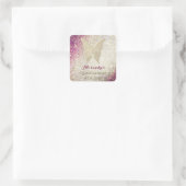 Glitzer Rosa und Gold Quinceanera Geburtstag Quadratischer Aufkleber (Tasche)