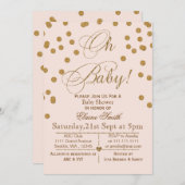 Glitzer Rosa und goldene Babydusche Einladung (Vorne/Hinten)