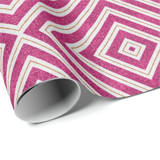 Glitzer-Rosa- und Goldlinien-Designs Geschenkpapier (Rolleneckpunkt)