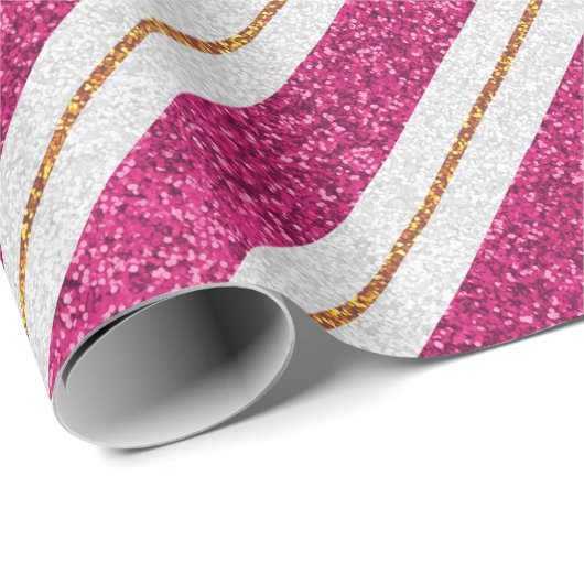 Glitzer-Rosa- und Goldliniendesigns, Verpackungspa Geschenkpapier (Rolleneckpunkt)