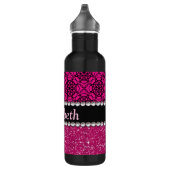 Glitzer-rosa und schwarze Muster-Kristall Edelstahlflasche (Rechts)