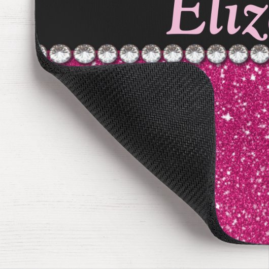 Glitzer-rosa und schwarze Muster-Kristall Mousepad (Ecke)