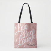 Glitzer Rose Blush Polka Dot Live Liebe Lachen Tasche (Vorderseite)