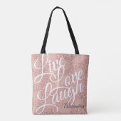 Glitzer Rose Blush Polka Dot Live Liebe Lachen Tasche (Rückseite)
