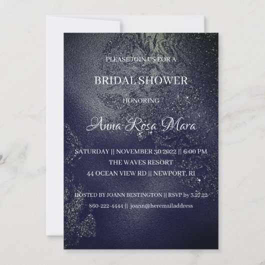 *~* Glitzer Rose Bridal Dress Bridal Gown Dusche Einladung (Rückseite)