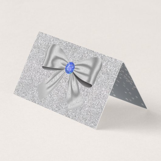 Glitzer, Rose, Diamanten & Bow Wedding Platzkarte (Rückseite)