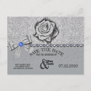 Glitzer, Rose, Diamanten und Bow Save the Date Kar Ankündigungspostkarte