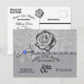 Glitzer, Rose, Diamanten und Bow Save the Date Kar Ankündigungspostkarte (Vorne/Hinten)