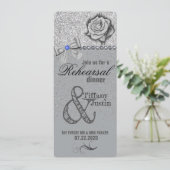 Glitzer, Rose, Diamonds & Bow Probe Dinner Einladung (Stehend Vorderseite)
