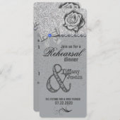 Glitzer, Rose, Diamonds & Bow Probe Dinner Einladung (Vorne/Hinten)