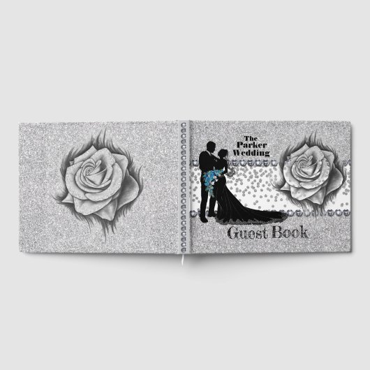 Glitzer, Rose Diamonds & Bow Wedding Gästebuch (Voll)