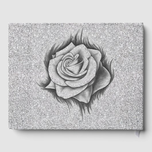 Glitzer, Rose Diamonds & Bow Wedding Gästebuch (Rückseite)