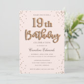 Glitzer Rose Foil Balloons 19. Geburtstag Elegant Einladung (Stehend Vorderseite)