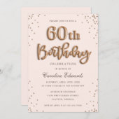 Glitzer Rose Foil Balloons 60. Geburtstag Elegant Einladung (Vorne/Hinten)