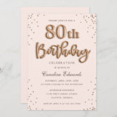 Glitzer Rose Foil Balloons 80. Geburtstag Elegant Einladung (Vorne/Hinten)