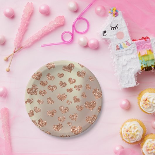 Glitzer Rose Foxier Goldröhren Konfetti Kupfer Pappteller (Party)