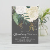 Glitzer Rose Geburtstag Abendessen Einladung (Stehend Vorderseite)