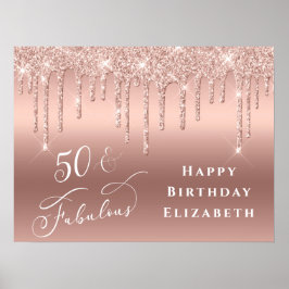 Glitzer Rose Gold 50. Geburtstagsparty Poster