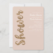 Glitzer Rose Gold Blush Glam Brautparty Einladung (Vorderseite)