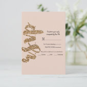 Glitzer Rose Gold Blush Glam Wedding RSVP Antwort (Stehend Vorderseite)
